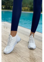 İnan Ayakkabı أحذية رياضية بيضاء محبوكة للجنسين للرياضة الداخلية