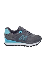 Hammer Jack Z19250 Genuine Nubuck Leather Casual Sports Shoes Grey-turquoise