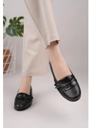 Nesil Shoes حذاء Ayzen 006 أسود بكعب عريض للنساء