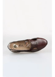 EDİK بطانة كعب مبطنة من الجلد الطبيعي من Edik للاستخدام اليومي والأم F154 - بني