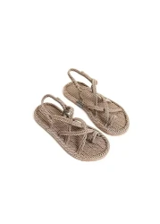 FABRO MAN صندل حبل مصنوع يدويًا من القش باللون البيج 36-45