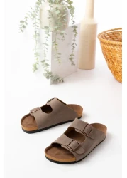 SİLİYA Sly Unisex Orthopedic Sole Slippers Double Banded Buckle Casual & Out Slippers