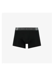Tommy Hilfiger Trunk 3'lü Erkek Metalik Logo Siyah Boxer