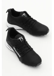 Tonny Black حذاء رياضي رجالي باللونين الأبيض والأسود مريح بنعل حراري ورباط