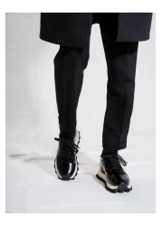 Tetri Venom Model Real Leather Handmade Men's Black Special Sole Sneaker Shoes - Men's Sports Shoes