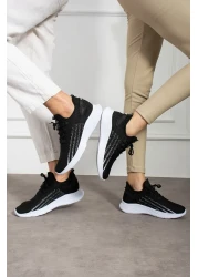 E SPORT حذاء تريكو خفيف الوزن للجنسين باللونين الأبيض والأسود