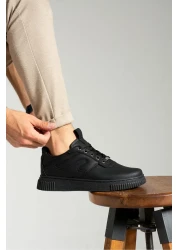 L.A Polo 345 حذاء كاجوال أسود اللون بنعل أسود للرجال