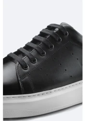 Avva Men's Black 100% Leather Flexible Sole Casual Shoes B008000