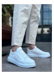 BOA Ba0134 Thick High Sole Cross Band White Men's Shoes