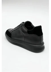 Elevold Man Men's Genuine Leather 7 cm Height Increase Black Sports Shoes