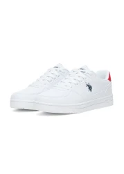U.S. Polo Assn. Men's White and Red Low-Top Sneakers - Lightweight Lace-Up Design, Comfortable for Everyday Outfits