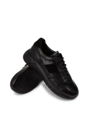 Deery Genuine Leather Men's Black Sneakers