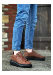 BOA Ba0547 Boa Thick High Sole Tan Black Lace-Up Sports Men's Shoes