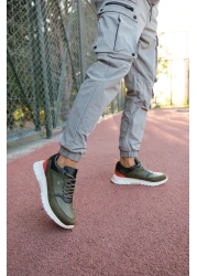 Riccon Men's Khaki Orange Lace-up Sneakers0012420