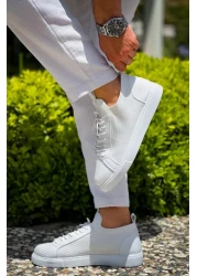 BESKAR KB 112 حذاء تريكو أبيض برباط كاجوال للرجال