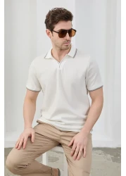 RAVANELLI Men's Non-Shrink Cotton Fabric Slim Fit Slim Fit Polo Neck T-Shirt