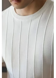 COOL TARZ Vibrant White Men's Round Neck Knitted T-Shirt