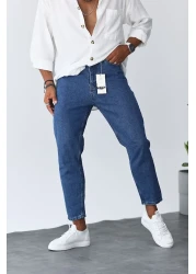 NO61 MAN بنطال جينز Boyfriend بلون أزرق عادي