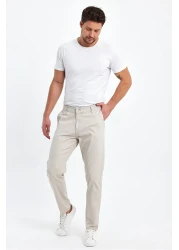 TheSeason بنطال تشينو مرن من القطن الجبردين باللون البيج للرجال