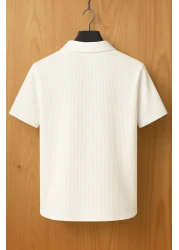 mavisima erkek giyimi Men's White Button down Short Sleeve Summer Shirt - Relaxed Fit, Stylish Design