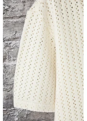 Edit by  Ecru Oversize Fit Apache Collar Knitwear, Short Sleeve Shirt