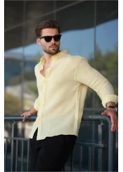 Madmext Yellow Basic 100% Cotton Long Sleeve Men's Shirt E6761