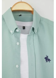  Collection Mint Regular Fit Embroidery Detailed Oxford Easy-Iron Smart Shirt Tmnaw25Go00036