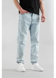 bombe Men's Comfortable Lycra Denim Jeans Pants Button Closure Ice Blue