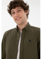 U.S. Polo Assn. قميص رجالي أساسي كاكي بأكمام طويلة 50296777 -VR027