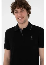 U.S. Polo Assn. Men's Slim Fit Polo Neck Black Basic T-Shirt 50305980 -Vr046