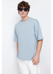  Collection Gray Floral PrinTed Wide CuT CoTTon T-Shirt - TMNSS21TS1223