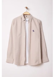  Collection Beige Regular Fit Embroidery Detail Smart Shirt Tmnaw25Go00036