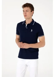 U.S. Polo Assn. تي شيرت رجالي بقصة ضيقة وياقة بولو باللون الأزرق الداكن 50305980-vr033