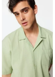  Collection قميص قطني صيفي مقاس كبير باللون الأخضر TMNSS23GO00080