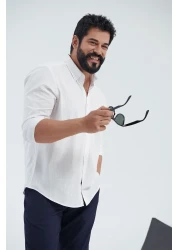 AC&Co / Altınyıldız Classics قميص رجالي أبيض 100% من القطن الفانيلا أكسفورد بقصة ضيقة وياقة بأزرار