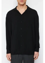  Collection Apaş Collar Oversize Linen Look Summer Shirt - TMNSS23GO00053