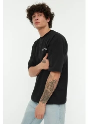  Collection Oversize Black Cotton T-Shirt - Back Printed TMNSS22TS0913