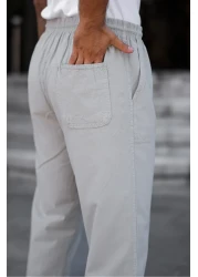 MY VİNTAGE كتان صيفي للرجال - بنطلون مريح