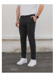 Bürke Men's Anthracite Lycra Flexible Ankle Length Fabric Trousers