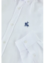  Collection White Regular Fit Embroidery Detailed Oxford Smart Shirt Tmnaw25Go00036