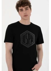 U.S. Polo Assn. تي شيرت أسود برقبة دائرية للرجال 50300382 -vr046