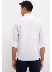 U.S. Polo Assn. قميص أبيض بأكمام طويلة للرجال