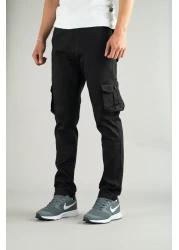 bombe Men's Black Trousers Cargo Silim Fit