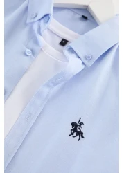  Collection Blue Regular Fit Embroidery Detailed Oxford Easy Ironable Smart Shirt Tmnaw25Go00036
