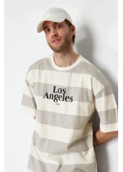  Collection Oversize Striped City Printed Cotton T-Shirt - TMNSS24TS00062