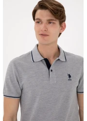 U.S. Polo Assn. Men's Slim Fit Polo Neck Gray Melange Basic T-Shirt 50305980-Vr086