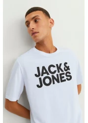Jack & Jones تي شيرت جاك جونز أبيض برقبة دائرية للرجال 12151955 Jjecorp