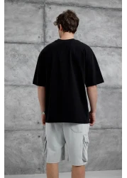 NOMARC Black Epicurusarless Written Oversize Tshirt