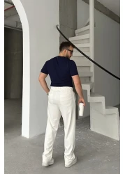 Livio Ferri بنطال رجالي من القماش ذو ثنيات فضفاضة