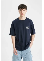 Defacto Comfort Fit Crew Neck Printed Short Sleeve T-shirt C4082AX24SM